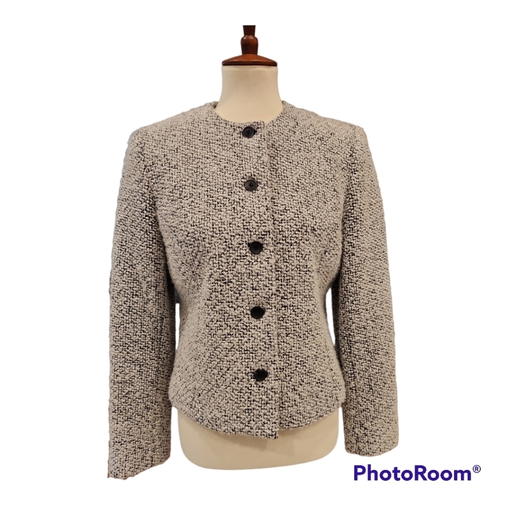 Jones New York Black and White Textured Blazer